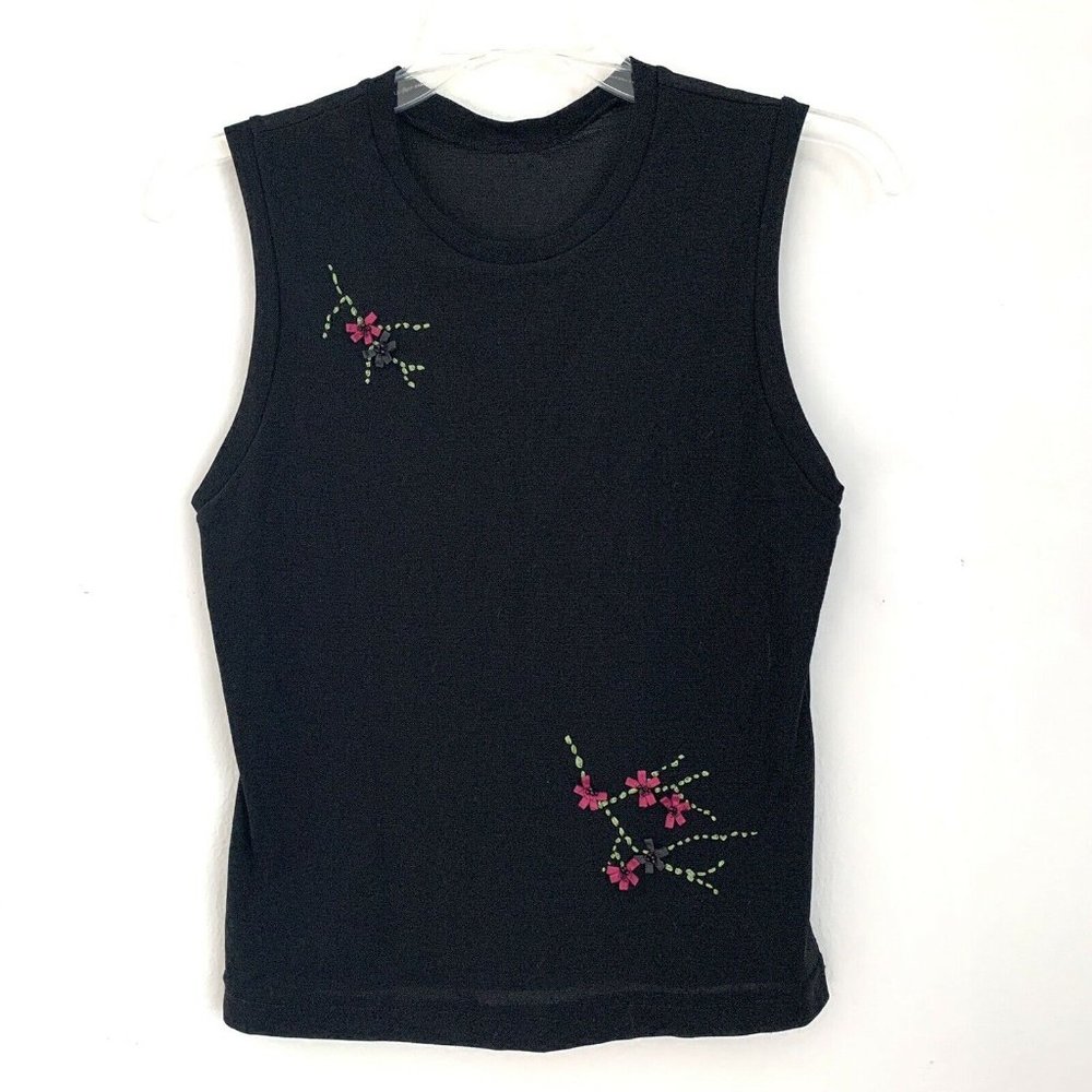 Tina Hagen Size L Sleeveless Top Black Fitted